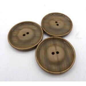 Coat Button Wood Grain Tones Matte face/shiny back 3 count 2 hole 1¾ inch diam.